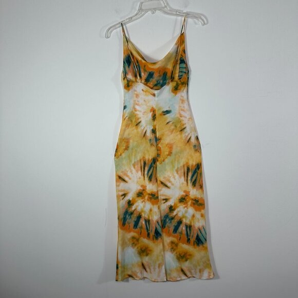 Selfie Leslie Show Me Love Cowl Neck Midi Dress Tie Die Orange Multi Women's XS - Picture 7 of 14